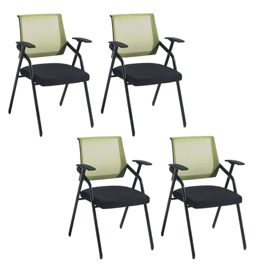 Steel Frame Folding Conference Chair Black Cotton Seat Chair with Fixed Arms