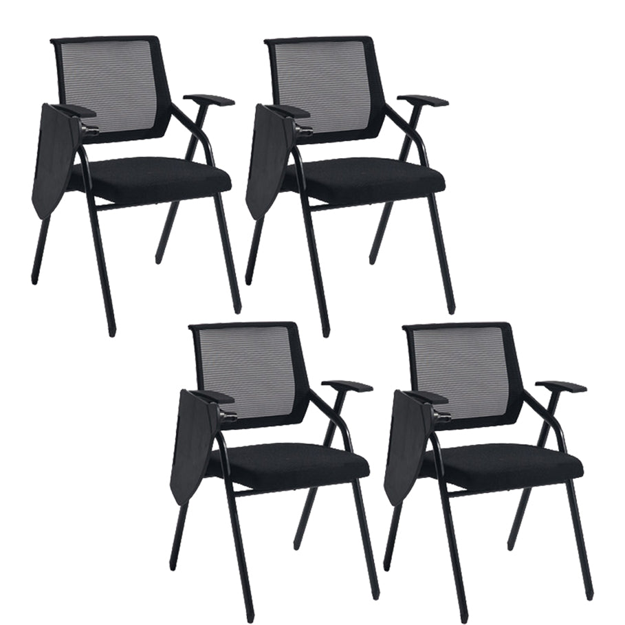 Steel Frame Folding Conference Chair Black Cotton Seat Chair with Fixed Arms