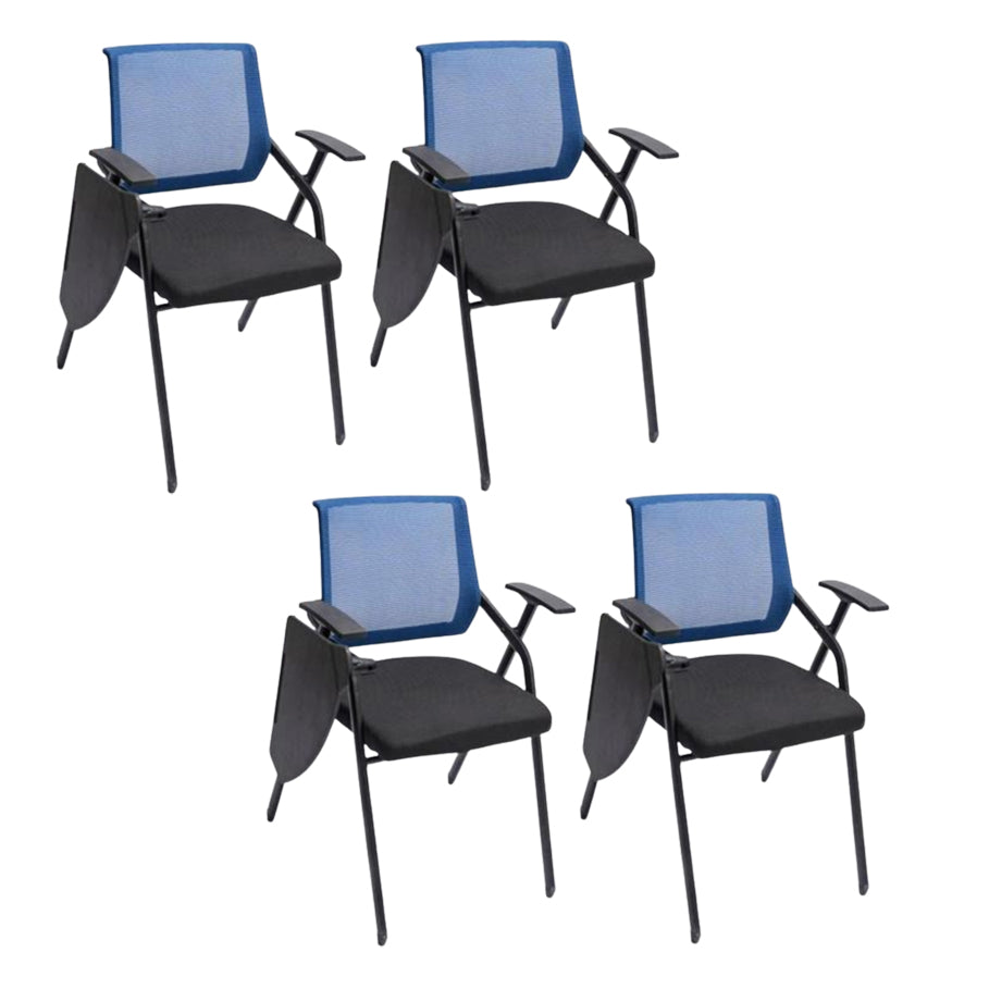 Steel Frame Folding Conference Chair Black Cotton Seat Chair with Fixed Arms