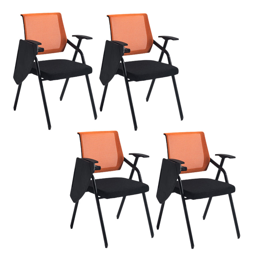 Steel Frame Folding Conference Chair Black Cotton Seat Chair with Fixed Arms