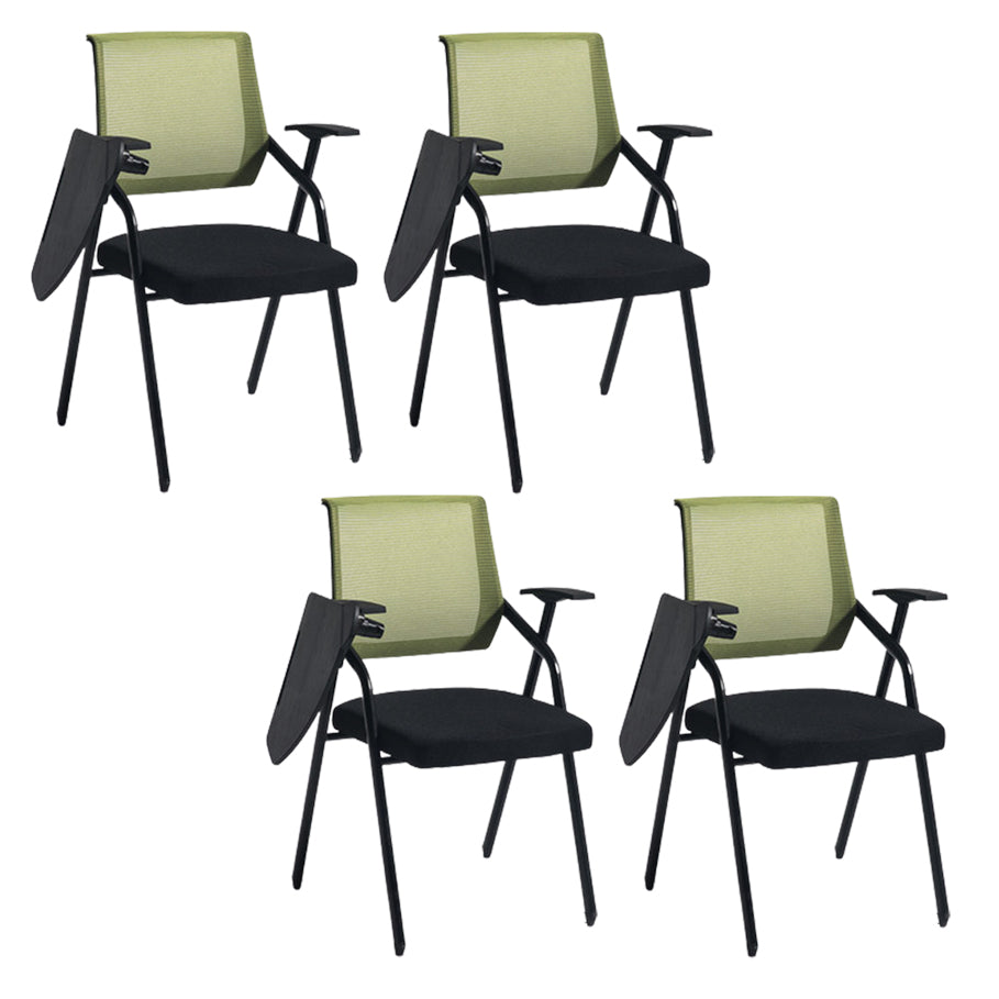 Steel Frame Folding Conference Chair Black Cotton Seat Chair with Fixed Arms