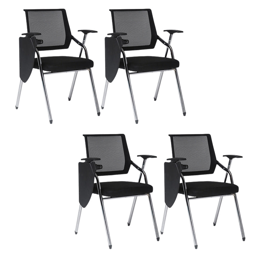 Steel Frame Folding Conference Chair Black Cotton Seat Chair with Fixed Arms