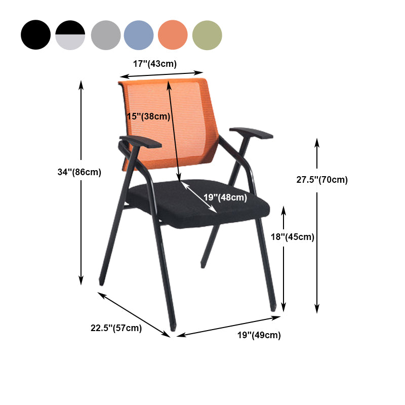 Steel Frame Folding Conference Chair Black Cotton Seat Chair with Fixed Arms