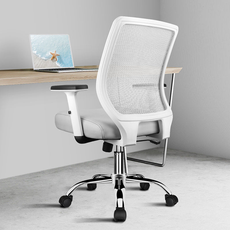 Arms Included Office Chair Ergonomic Mid Back Chair with Caster Wheels