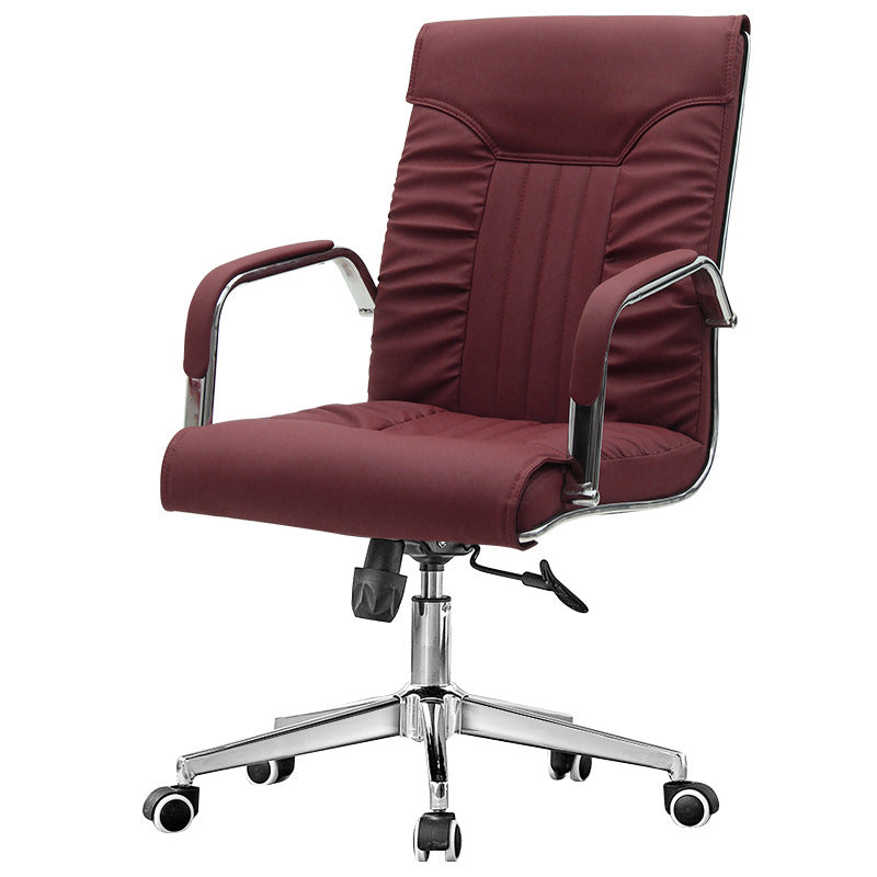 Metal Base Office Chair with Wheels Contemporary Leather Task Chair