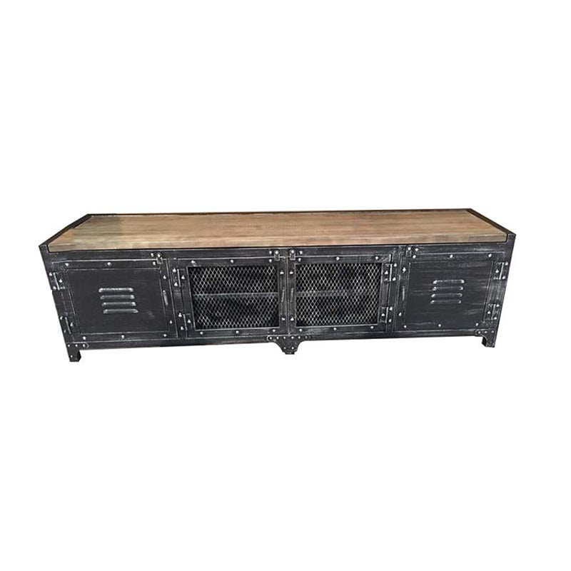 15.75"W TV Stand Enclosed Storage Industrial Style TV Console with 4 Doors