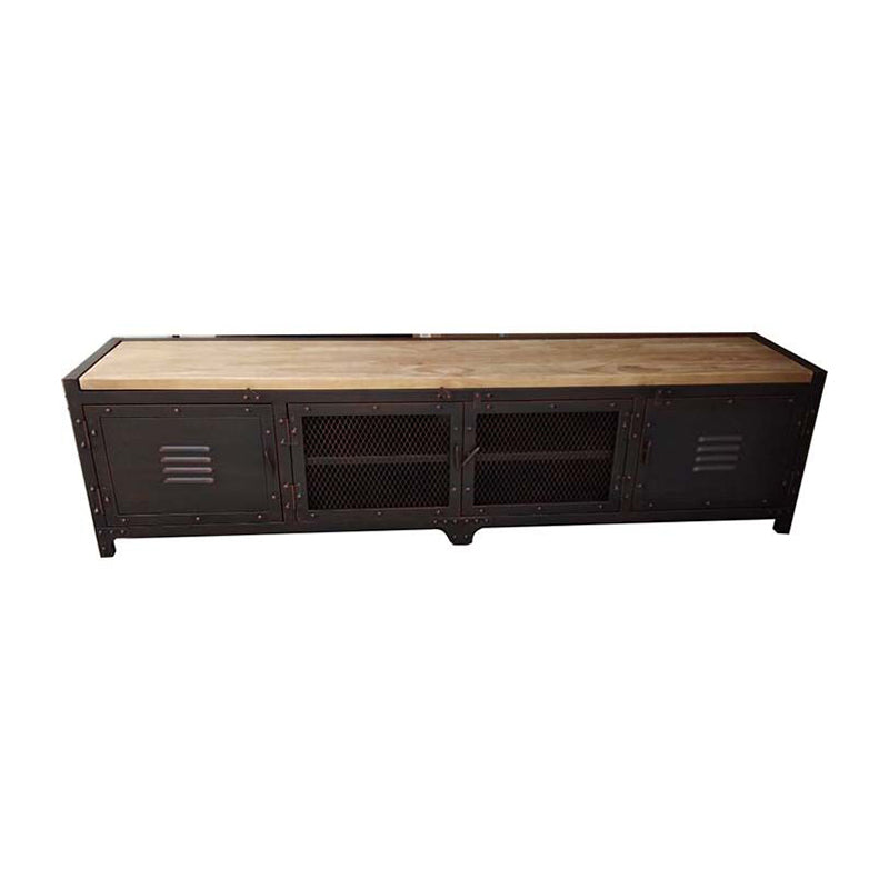 15.75"W TV Stand Enclosed Storage Industrial Style TV Console with 4 Doors