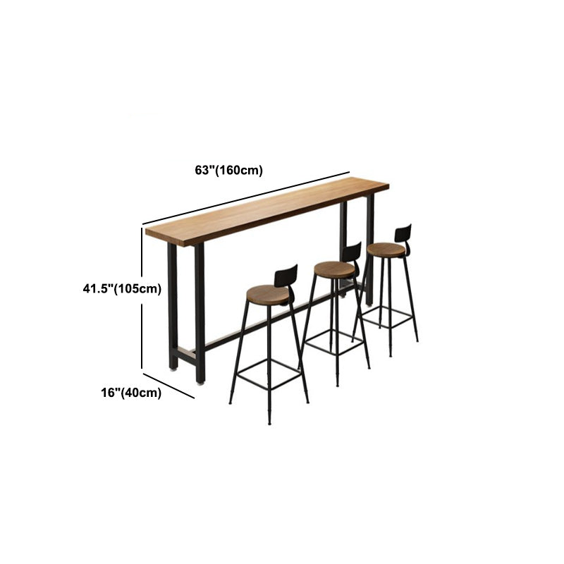 Industrial Rectangle Counter-height Pub Table Shop Sled Pub Bar Table in Natural