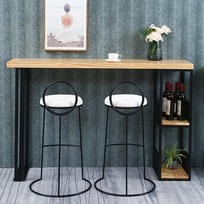 Industrial Bistro Bar Desk with Storage Living Room Wood and Metal Bistro Bar Table