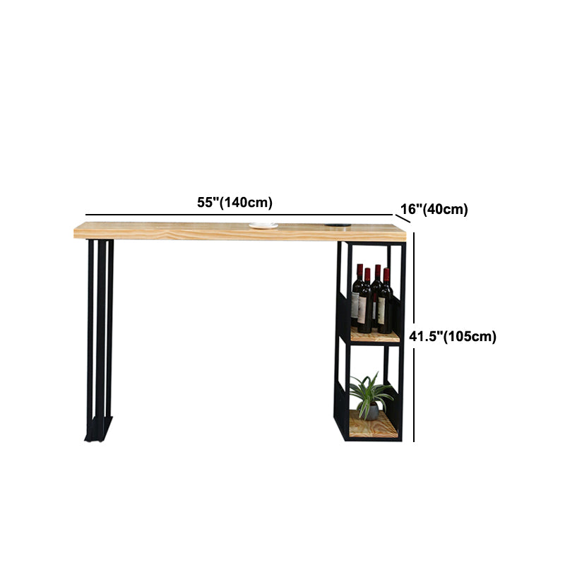 Industrial Bistro Bar Desk with Storage Living Room Wood and Metal Bistro Bar Table