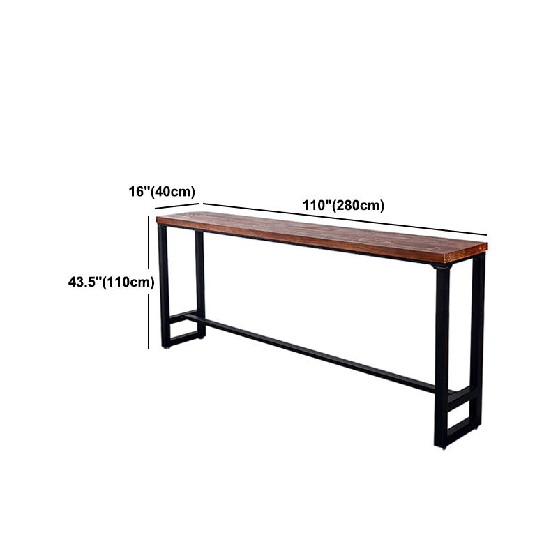 Industrial Solid Wood Bistro Accent Dining Table Trestle Indoor Patio Bar Table