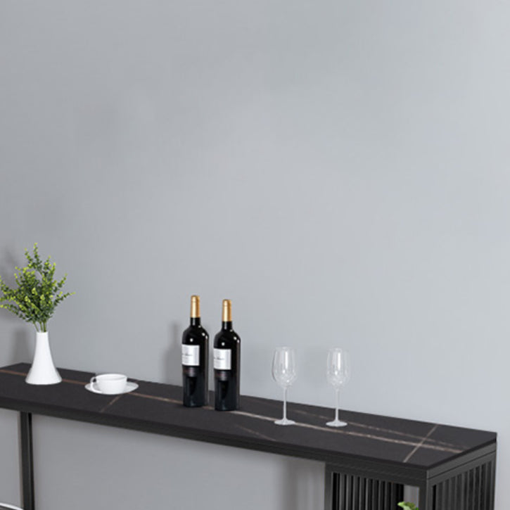 Stone Contemporary Cocktail Bar Table with Storage Rectangle Counter Table