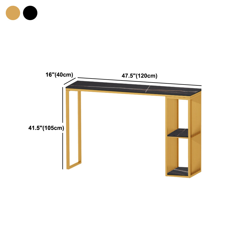 Stone Contemporary Cocktail Bar Table with Storage Rectangle Counter Table