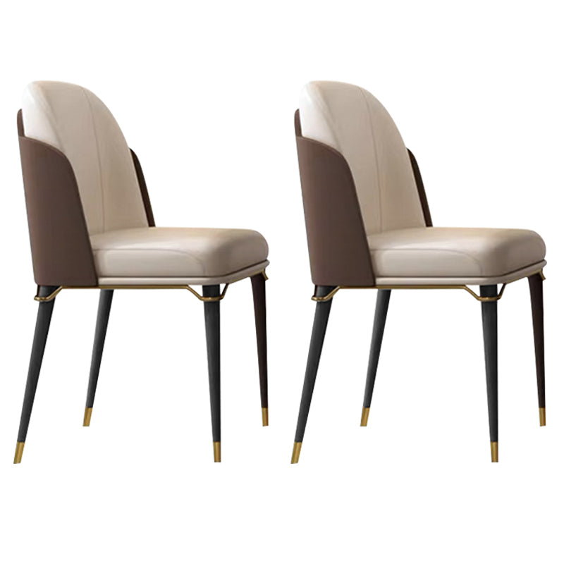 Glam Style Wood Dining Armless Chairs Faux Leather Dining Chairs for Restaurant Use