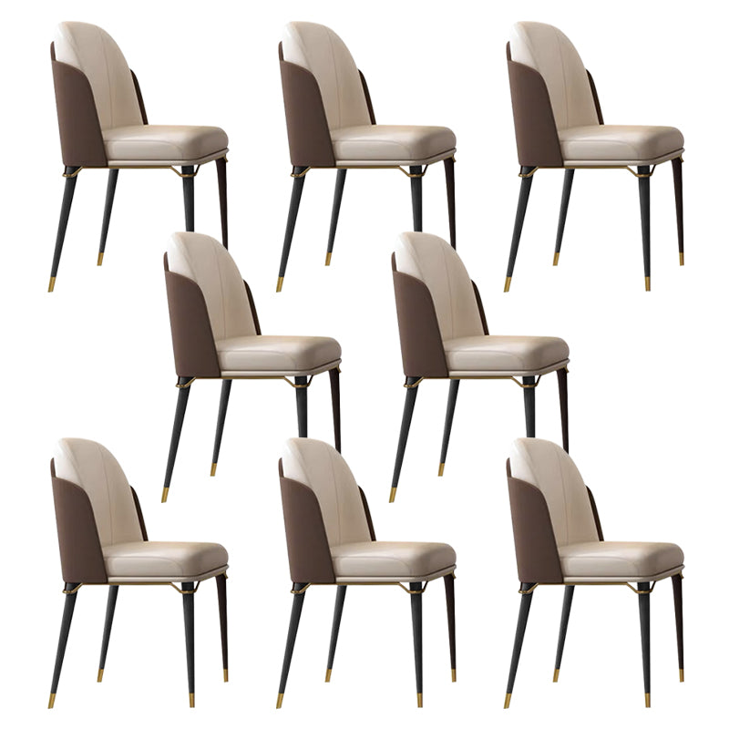 Glam Style Wood Dining Armless Chairs Faux Leather Dining Chairs for Restaurant Use