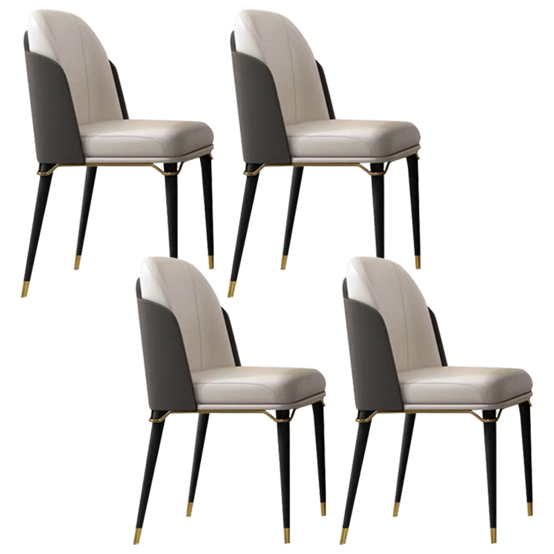 Glam Style Wood Dining Armless Chairs Faux Leather Dining Chairs for Restaurant Use