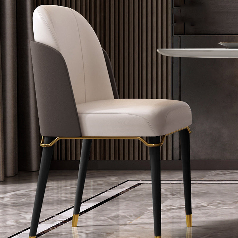 Glam Style Wood Dining Armless Chairs Faux Leather Dining Chairs for Restaurant Use