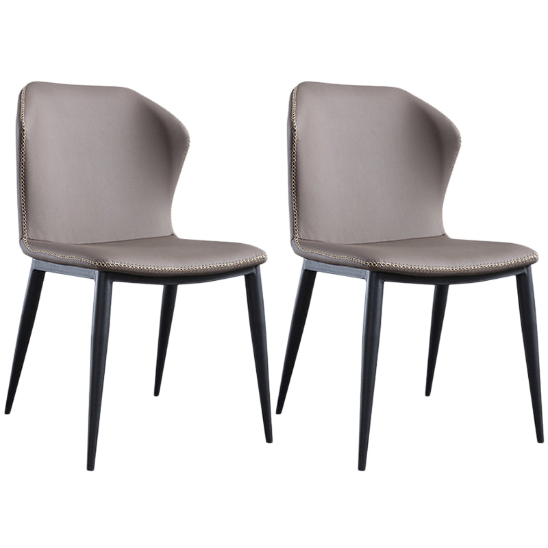 Contemporary Steel Dining Chair Wingback Side Furniture in Matte Finish for Home