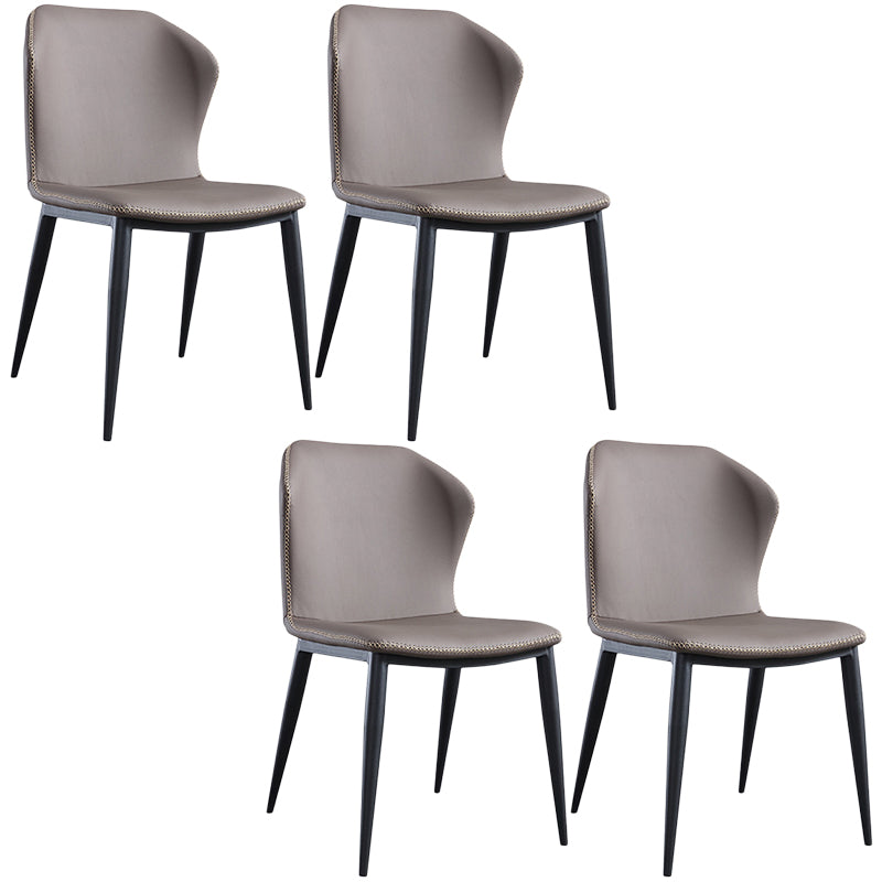 Contemporary Steel Dining Chair Wingback Side Furniture in Matte Finish for Home