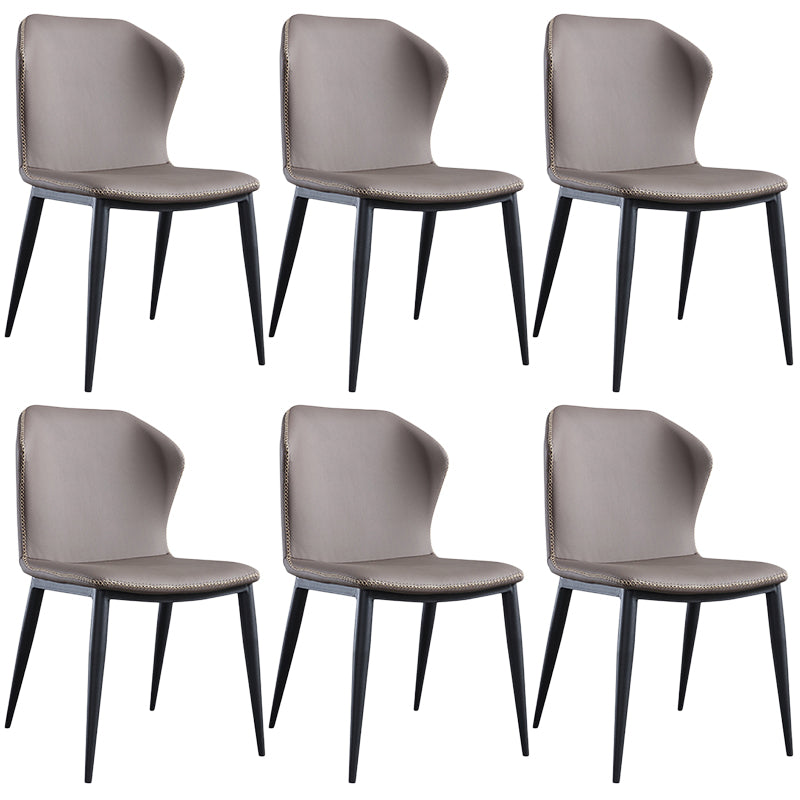 Contemporary Steel Dining Chair Wingback Side Furniture in Matte Finish for Home