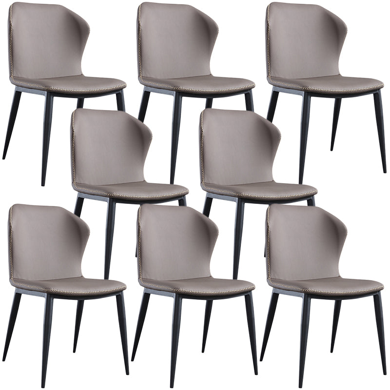 Contemporary Steel Dining Chair Wingback Side Furniture in Matte Finish for Home