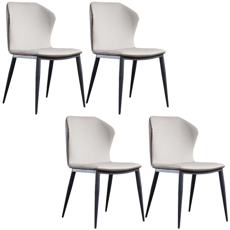 Contemporary Steel Dining Chair Wingback Side Furniture in Matte Finish for Home