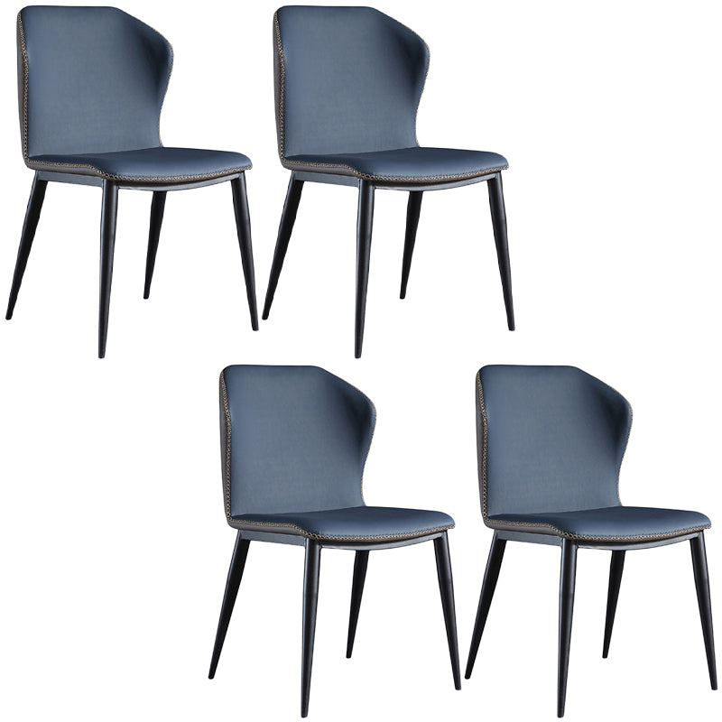 Contemporary Steel Dining Chair Wingback Side Furniture in Matte Finish for Home