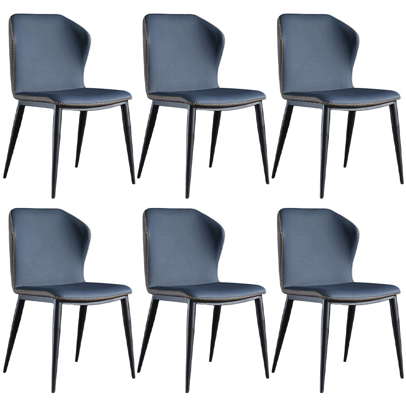 Contemporary Steel Dining Chair Wingback Side Furniture in Matte Finish for Home