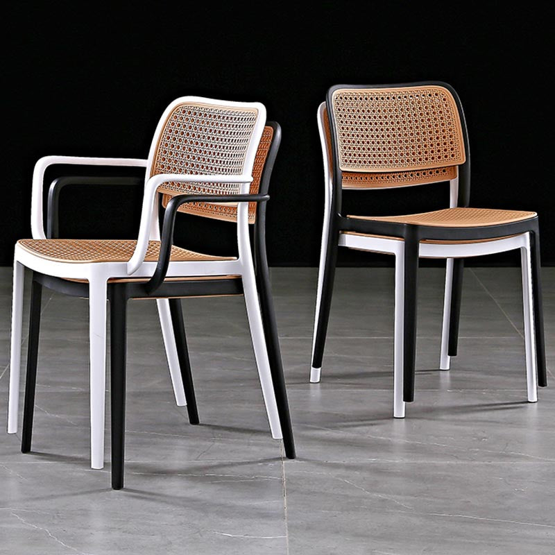 Modern Plastic Side Chair Open Back Dining Chair with 4 Legs