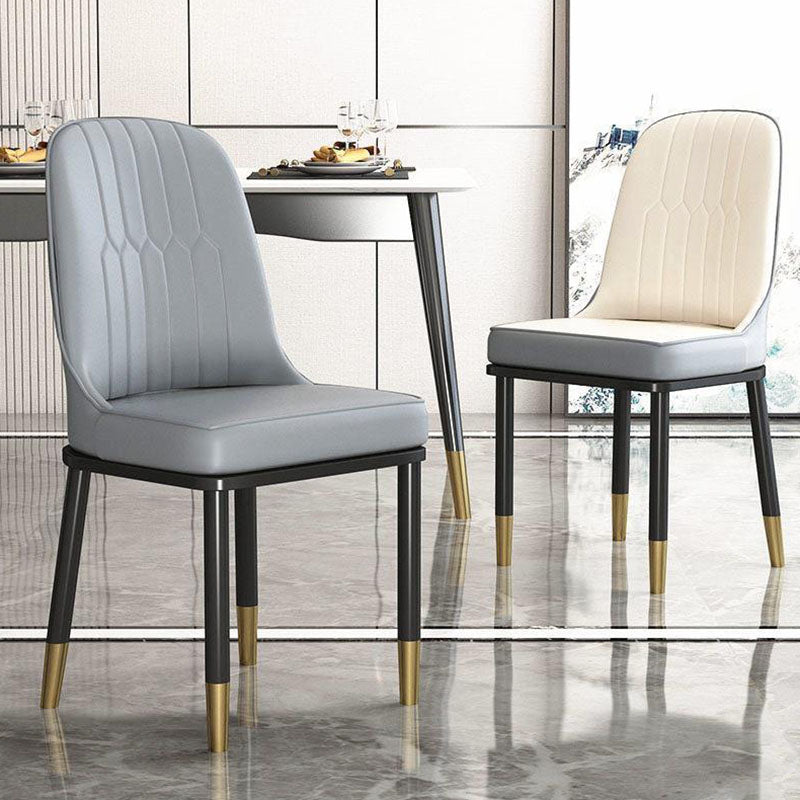 Glam Aimless Dining Chairs Parsons Furniture with Steel Legs in Matte Finish