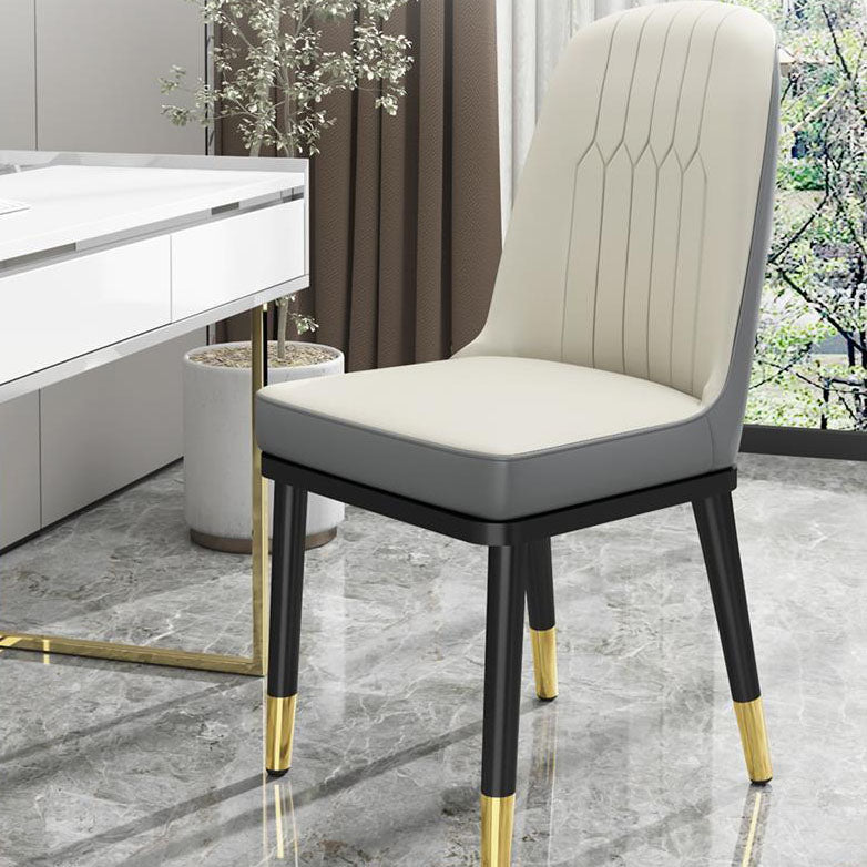 Glam Aimless Dining Chairs Parsons Furniture with Steel Legs in Matte Finish