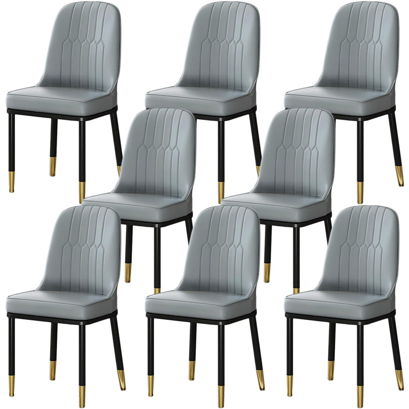 Glam Aimless Dining Chairs Parsons Furniture with Steel Legs in Matte Finish