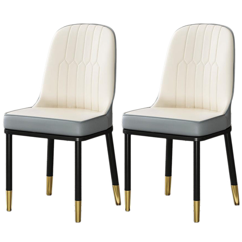 Glam Aimless Dining Chairs Parsons Furniture with Steel Legs in Matte Finish