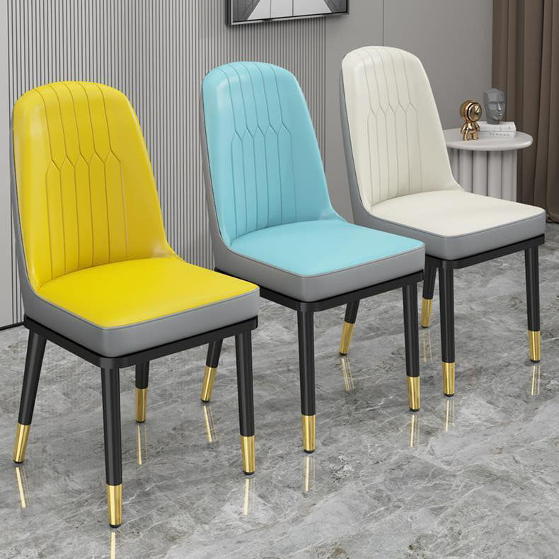 Glam Aimless Dining Chairs Parsons Furniture with Steel Legs in Matte Finish