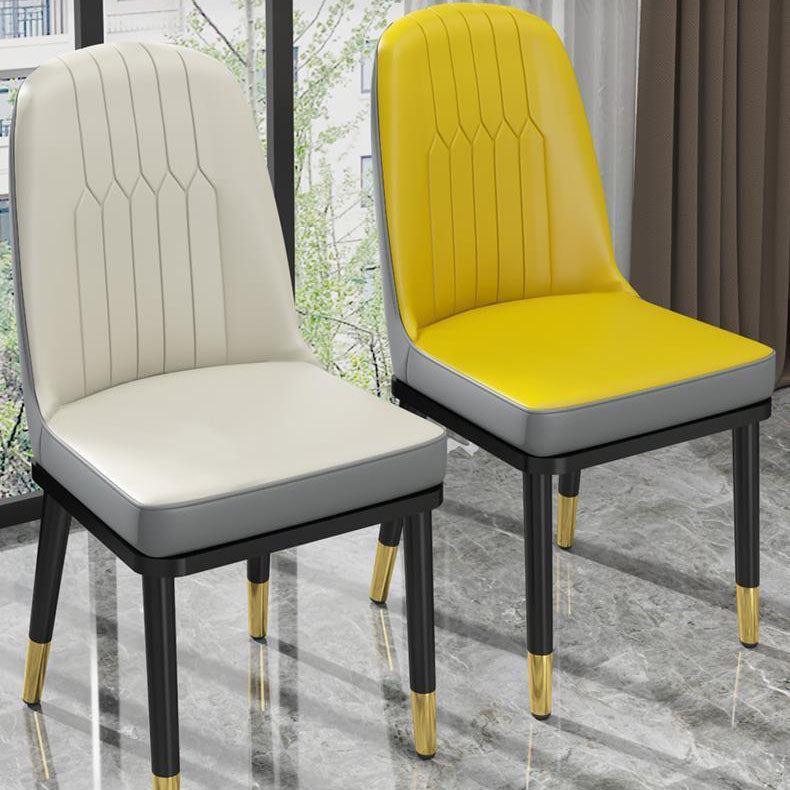 Glam Aimless Dining Chairs Parsons Furniture with Steel Legs in Matte Finish