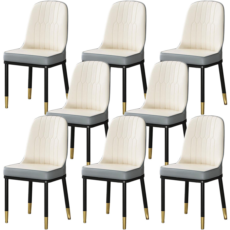 Glam Aimless Dining Chairs Parsons Furniture with Steel Legs in Matte Finish