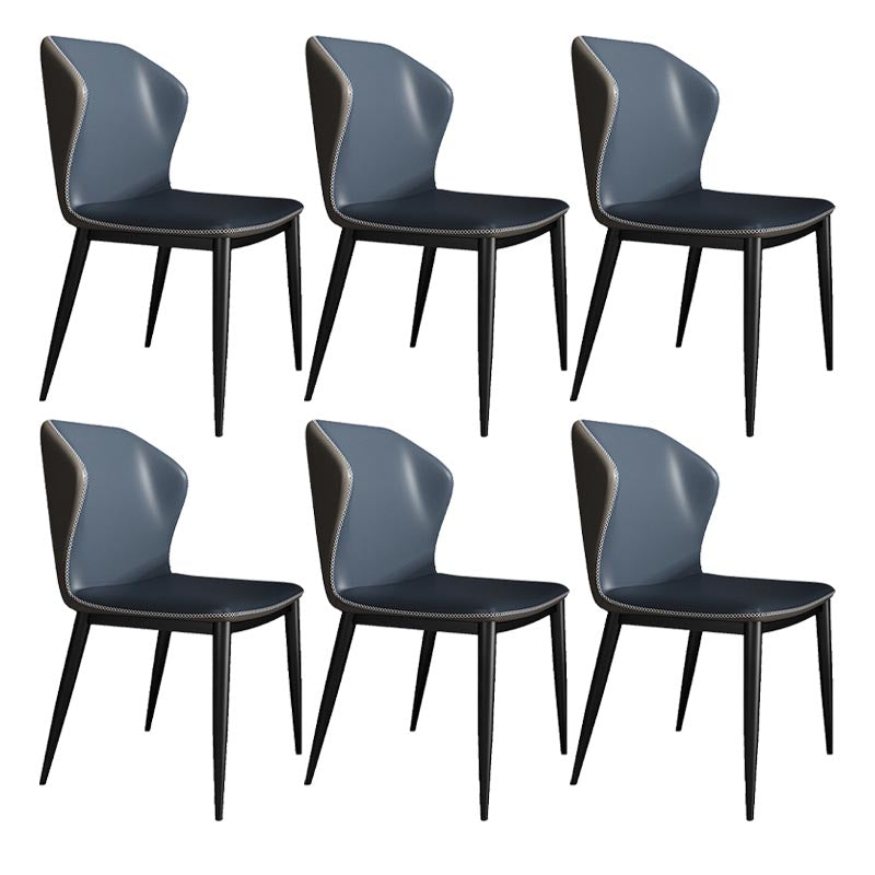 Upholstered Leather Dining Chair Contemporary Side Chair with Black Base