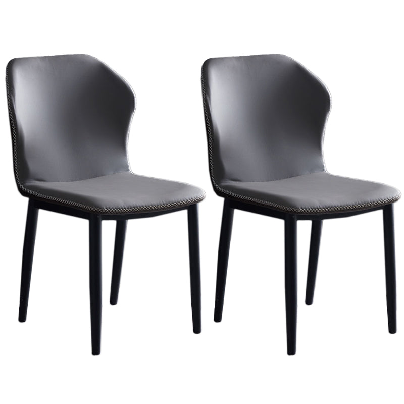 Contemporary Steel Dining Chair Wingback Side Furniture in Matte Finish for Indoor