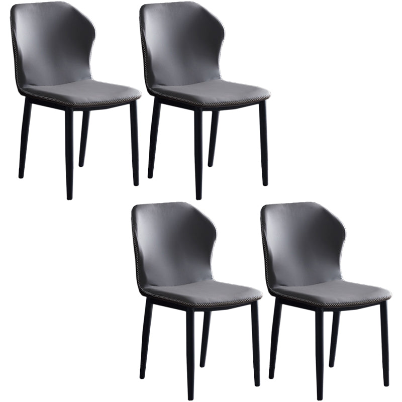 Contemporary Steel Dining Chair Wingback Side Furniture in Matte Finish for Indoor