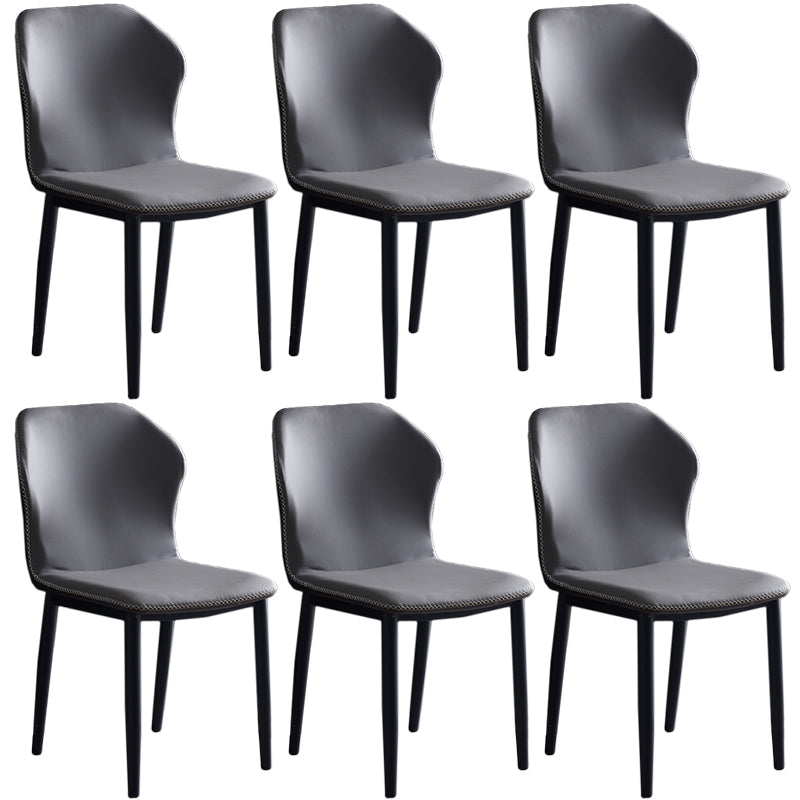 Contemporary Steel Dining Chair Wingback Side Furniture in Matte Finish for Indoor