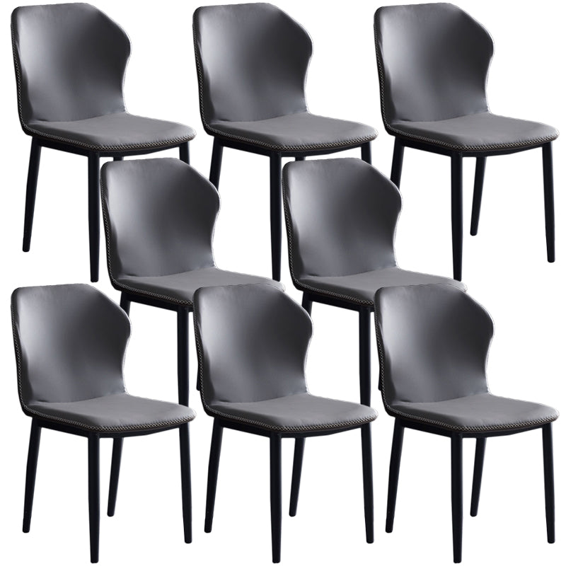 Contemporary Steel Dining Chair Wingback Side Furniture in Matte Finish for Indoor