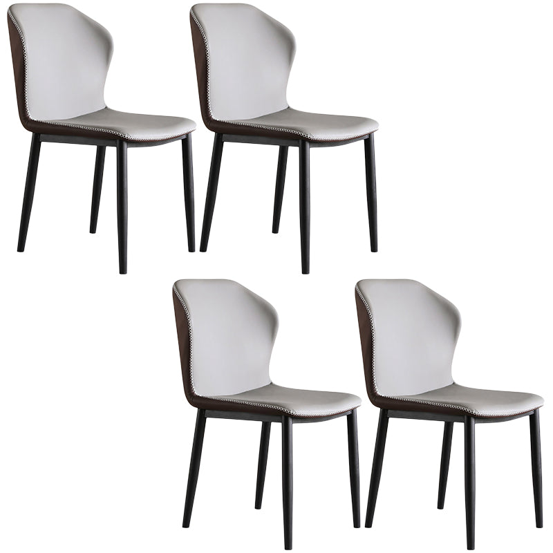 Contemporary Steel Dining Chair Wingback Side Furniture in Matte Finish for Indoor