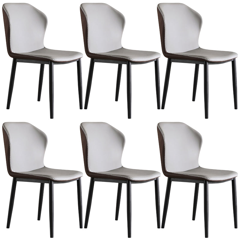 Contemporary Steel Dining Chair Wingback Side Furniture in Matte Finish for Indoor