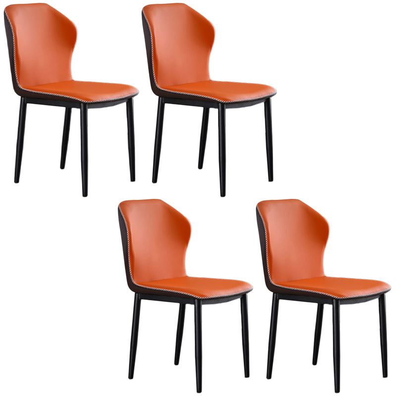 Contemporary Steel Dining Chair Wingback Side Furniture in Matte Finish for Indoor