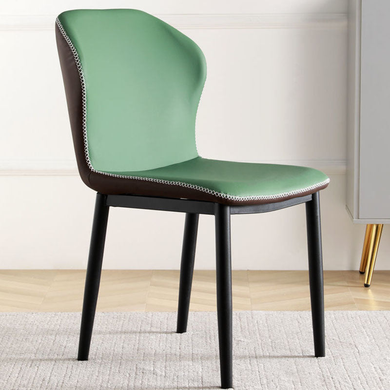 Contemporary Steel Dining Chair Wingback Side Furniture in Matte Finish for Indoor