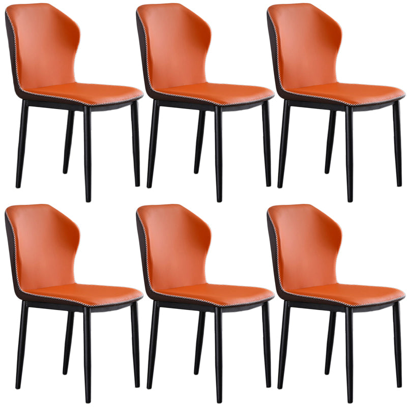 Contemporary Steel Dining Chair Wingback Side Furniture in Matte Finish for Indoor