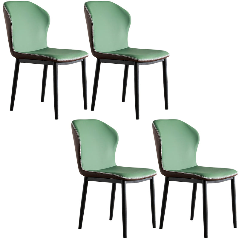 Contemporary Steel Dining Chair Wingback Side Furniture in Matte Finish for Indoor