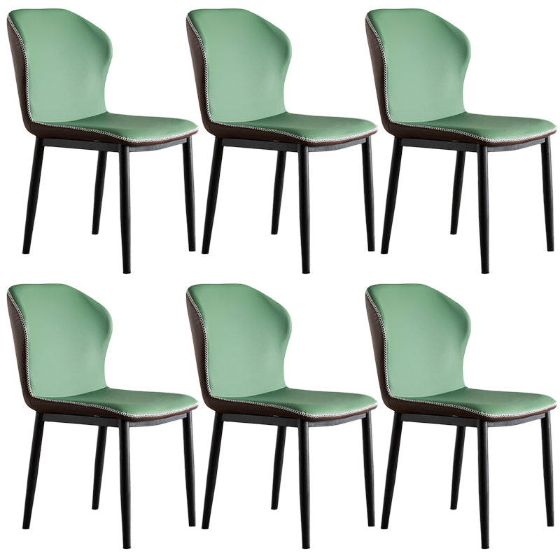 Contemporary Steel Dining Chair Wingback Side Furniture in Matte Finish for Indoor