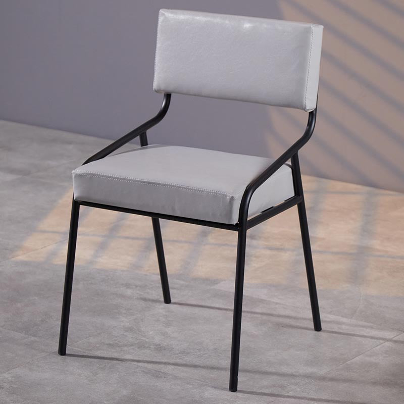 Upholstered Open Back Side Chair Industrial Leather Dining Chair