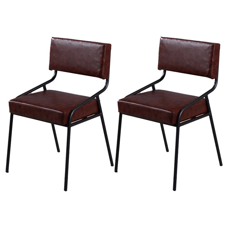 Upholstered Open Back Side Chair Industrial Leather Dining Chair